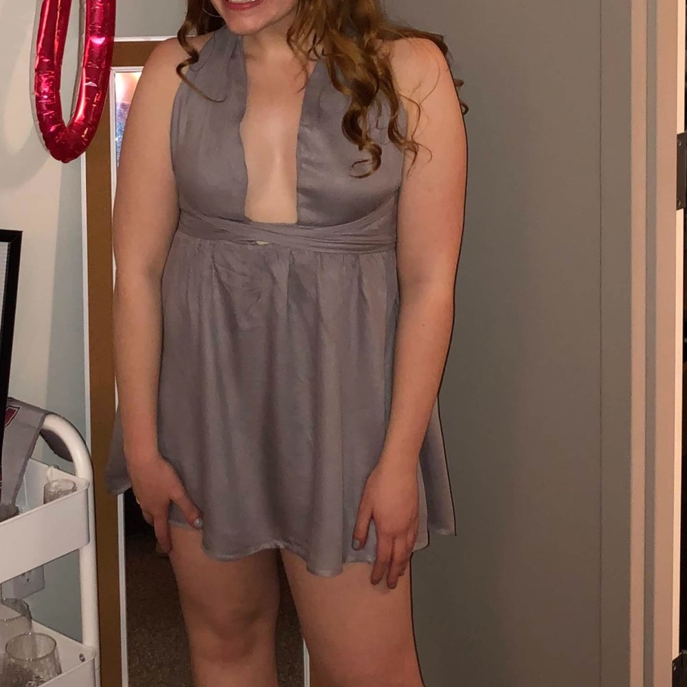 Tobi Gray Halter Mini Dress